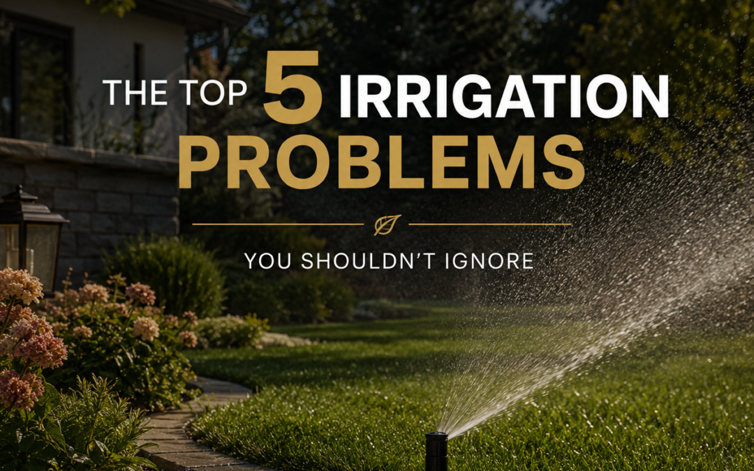 Irrigation system watering a healthy lawn at a Memphis home in early summer