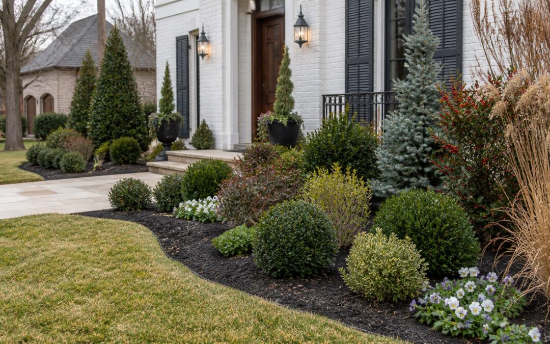 Winter-resistant plants for Memphis landscaping with evergreen shrubs, hardy plantings, and a well-maintained front yard